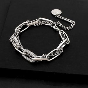 Platinum Plated Rhinestone Chunky Thick Bracelet